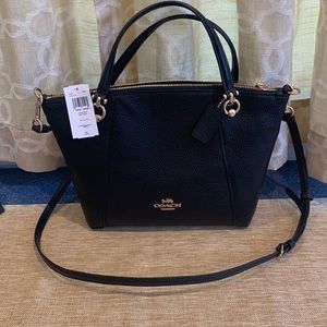 COACH BLACK LEATHER KACY SATCHEL